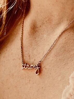 Strong Script Pendant Necklace - Gold